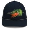 Paramount Fire Tiger Streamer Fly Fishing Mesh Back Navy Rope Cap #PAO1063