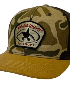 Rig Em Right Old School Camo Hat Duck Logo #005-OCD