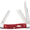 Case Knife Peach Seed Jig Red Bone Medium Stockman #31951