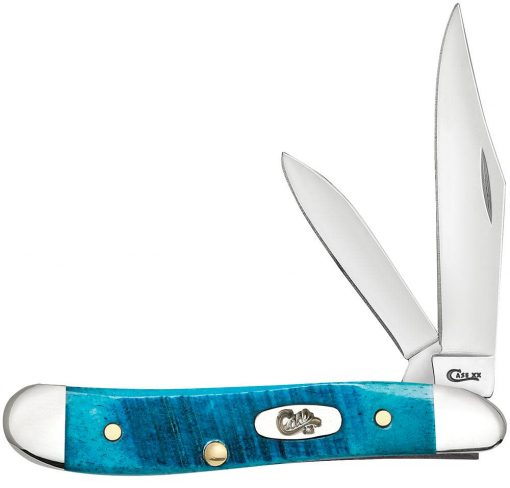 Case Knife Sawcut Jig Caribbean Blue Bone Peanut #25596