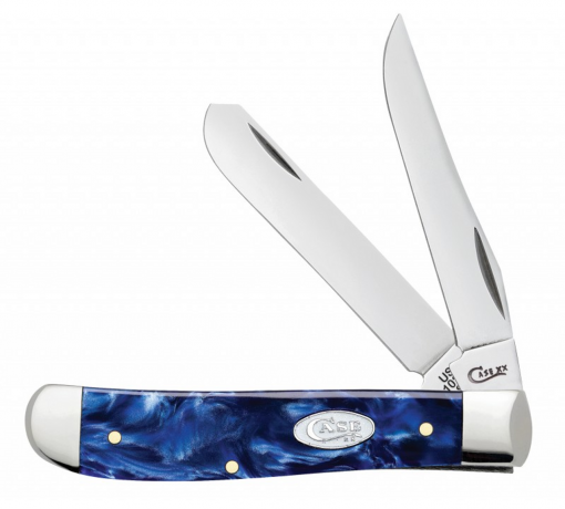 Case Mini Trapper 3 1/2" Closed Blade - Blue Pearl Kirinite Handle #23432