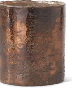 K & K Interiors 5" Antique Bronze Matte Glass Cylinder #16107B-SIBZ-2