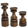 K & K Interiors Set Of 3 Brown Mango Wood Chunky Candleholders #17695A-3