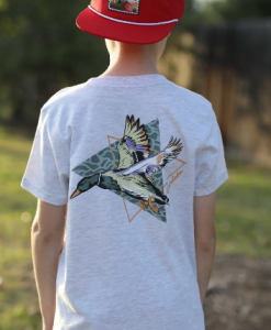 Burlebo Youth Triangle Diving Duck Tee - Heather Ash Grey