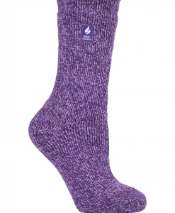 Heat Holders Women's Primrose Twist Crew Socks- Purple