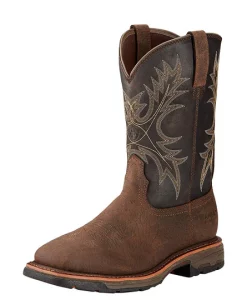 Ariat Men's Workhog Wide Square Toe H2O Work Boot - Bruin Brown #10017436