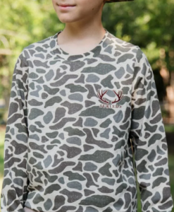 Burlebo Youth Deer Camo Pocket Long Sleeve Tee