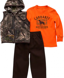 Carhartt Boys' Long-Sleeve Tee, Camo Vest & Canvas Pants Set (Toddler) #CG8887