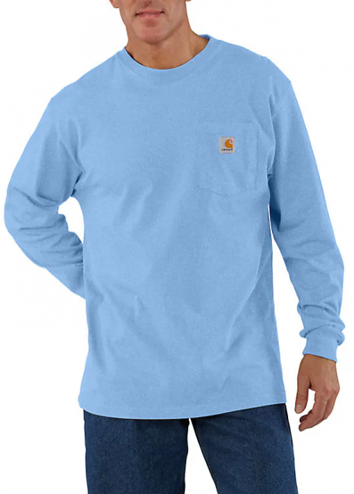 arhartt Men's Loose Fit Heavyweight LS Pocket T-Shirt - Skystone Heather #K126